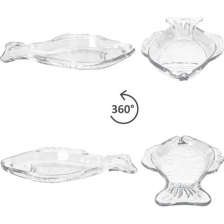 MamboCat Servierplatte 2x Fischplatte OSLO Gr. M LxB 29x16cm Glas Fisch-Relief Servier-Teller, Glas – Bild 3