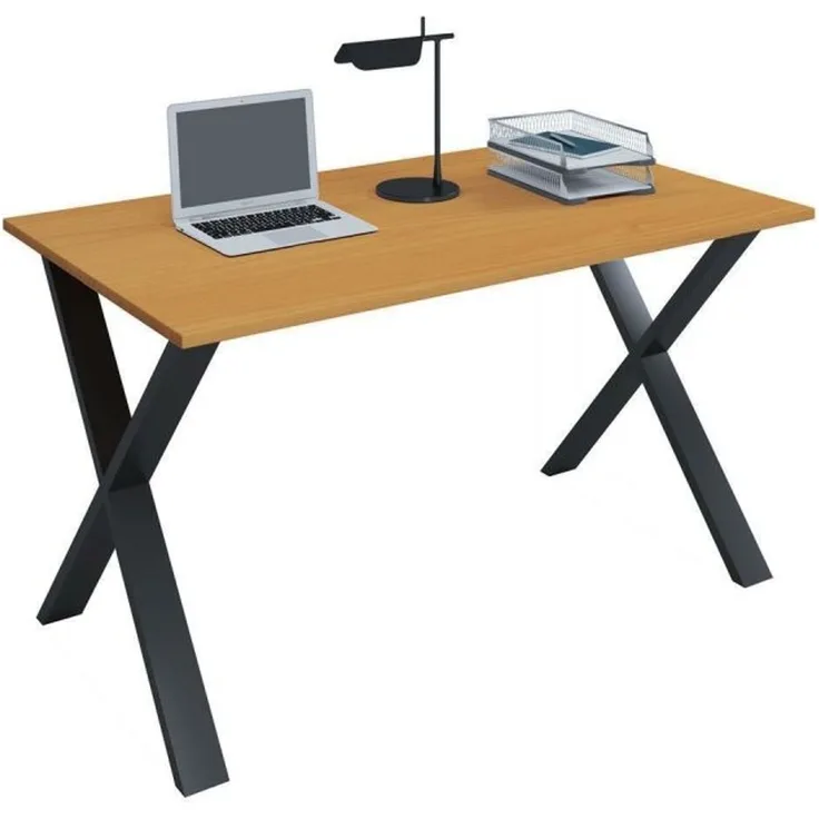 VCM Schreibtisch Lona 110x80 X-Fußgestell Buche/Schwarz