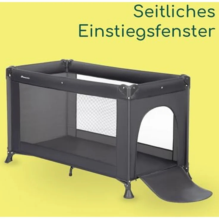 Bebeconfort Sweet Dreams, Baby Reisebett, 0–3 Jahre (0–15 kg), Reisebett leicht für Babys, Große gepolsterte Matratze, Seitenfenster, Einfach Kompakt Klappbar, Mit Reisetasche, Mineral Graphite – Bild 5