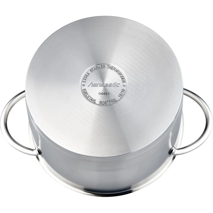 Hanseatic Topf-Set hanseatic, Edelstahl 18/10 (Set, 8-tlg, je 1 Fleischtopf 16/20/24 cm, Bratentopf 20 cm), handfreundliche Kaltmetallgriffe, Literskala, Glasdeckel, Induktion – Bild 3