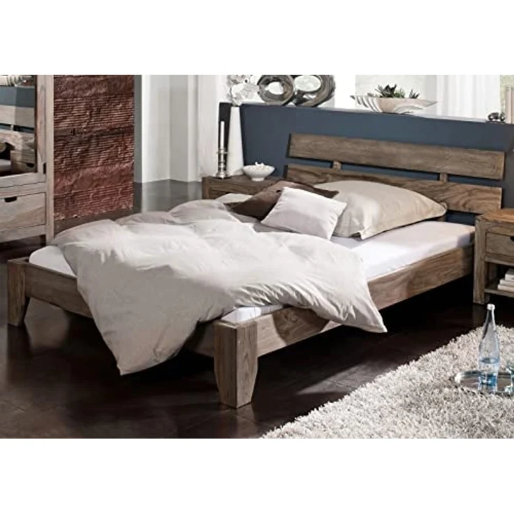 Bett Sheesham 180 x 200 x 75 grau geölt NATURE GREY #212 – Bild 6