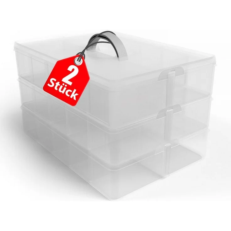 BigDean Organizer 2 Stück Sortierbox für Kleinteile mit 21 verstellbaren Fächern (Set, 2 St, Kleinteilebox/en), Kleinteilemagazin - Deko, Figuren, Spielzeug, Sammelkram etc – Bild 1