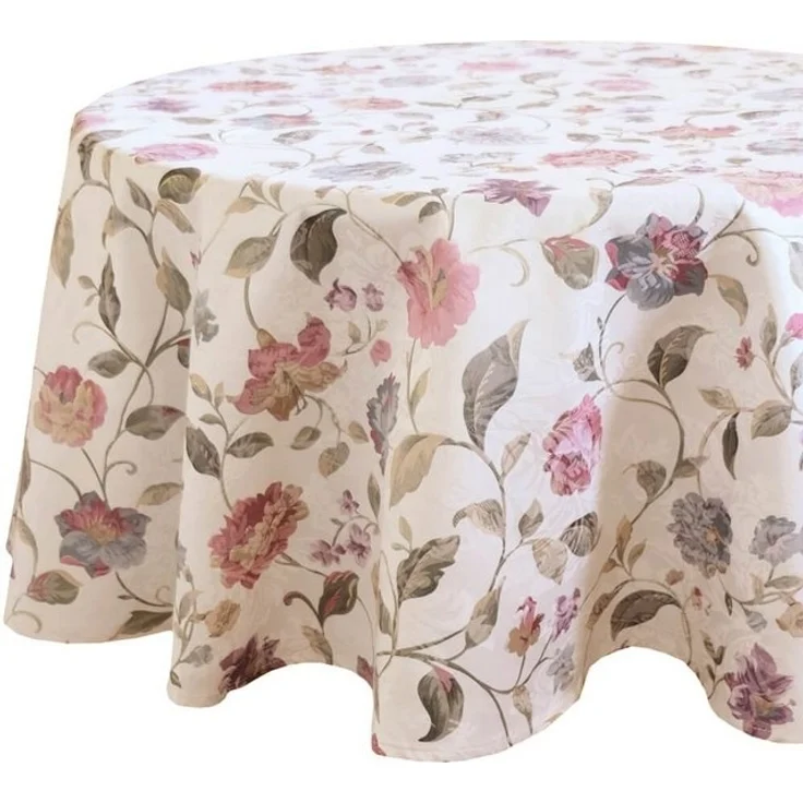matches21 HOME & HOBBY Tischdecke Tischdecke DANJA florales Muster Landhaus Polyester rund Ø 130 cm (1-tlg), Pflegeleicht & waschbar bei 30 °C – Bild 3