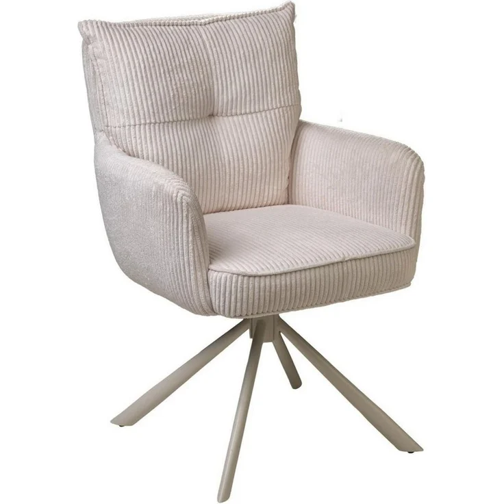 Home4You Polsterstuhl, Creme, Cordoptik, Metallgestell, (1 St), 180 Grad Drehbar, Rückholfunktion, B 47 x H 51 x T 46 cm – Bild 1