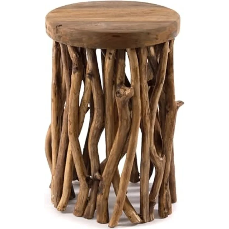 DESIGN DELIGHTS Beistelltisch BEISTELLTISCH "WOODS", Mahagoni, Äste Couchtisch, Holzhocker