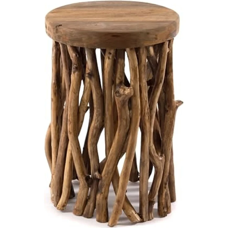 DESIGN DELIGHTS Beistelltisch BEISTELLTISCH "WOODS", Mahagoni, Äste Couchtisch, Holzhocker – Bild 1