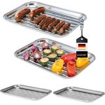 Bremermann Grillschale 4er-Set, Edelstahl Grillpfanne, ca. 35 x 2,5 x 24,5 cm