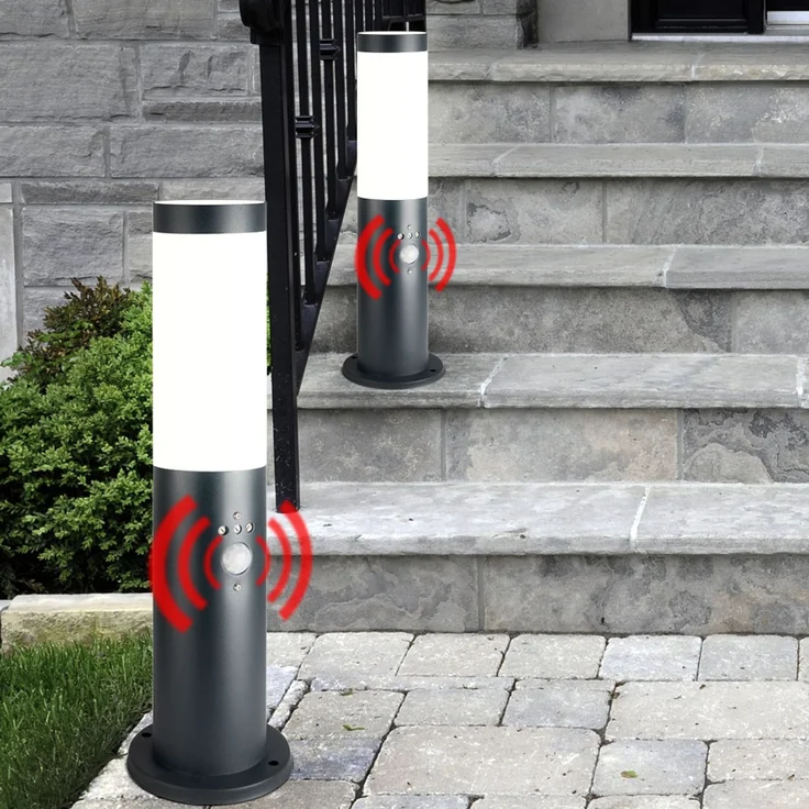 2er Set Sockelleuchte, Edelstahl, anthrazit, Bewegungsmelder – Bild 5