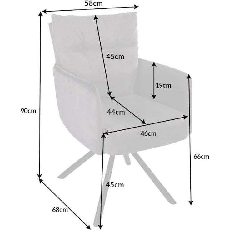 riess-ambiente Polsterstuhl BIG GEORGE anthrazit / schwarz · Esszimmerstuhl mit Armlehne (Einzelartikel, 1 St), Samt-Bezug · Stoff-Sitzfläche · 360° drehbar · Federkern · Metall – Bild 3
