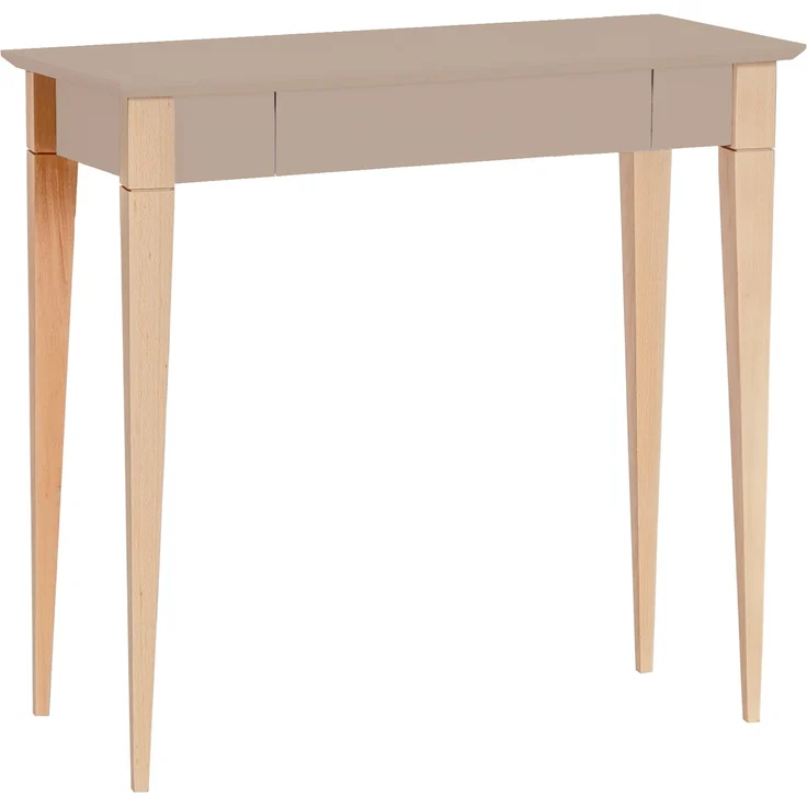 Ragaba Schreibtisch mit Schublade, MDF & dekorative Beine aus massivem Buchenholz, 85x40 cm, Braun Beige