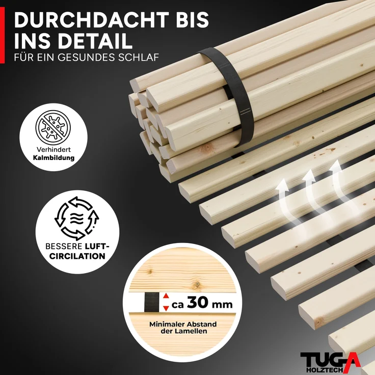 Rollrost " Lamellen - Xandi " Lattenrost 24 mm 70 x 210 cm – Bild 9