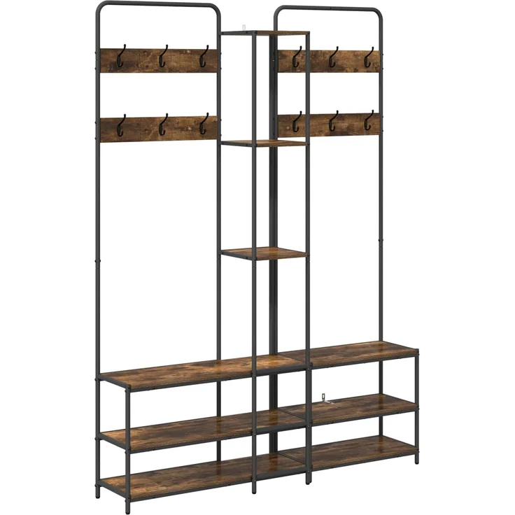 vidaXL Garderobenständer mit Schuhbank Raucheiche 143 x 30 x 199,5 cm 8012046 – Bild 2