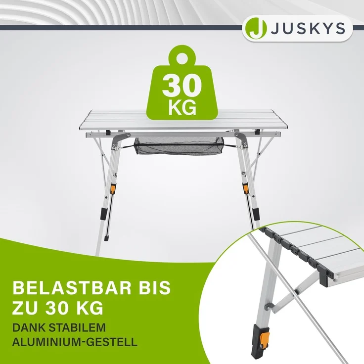 Juskys 'Picco' Campingtisch, klappbar, höhenverstellbar - Aluminium silber, 90x52 cm – Bild 5