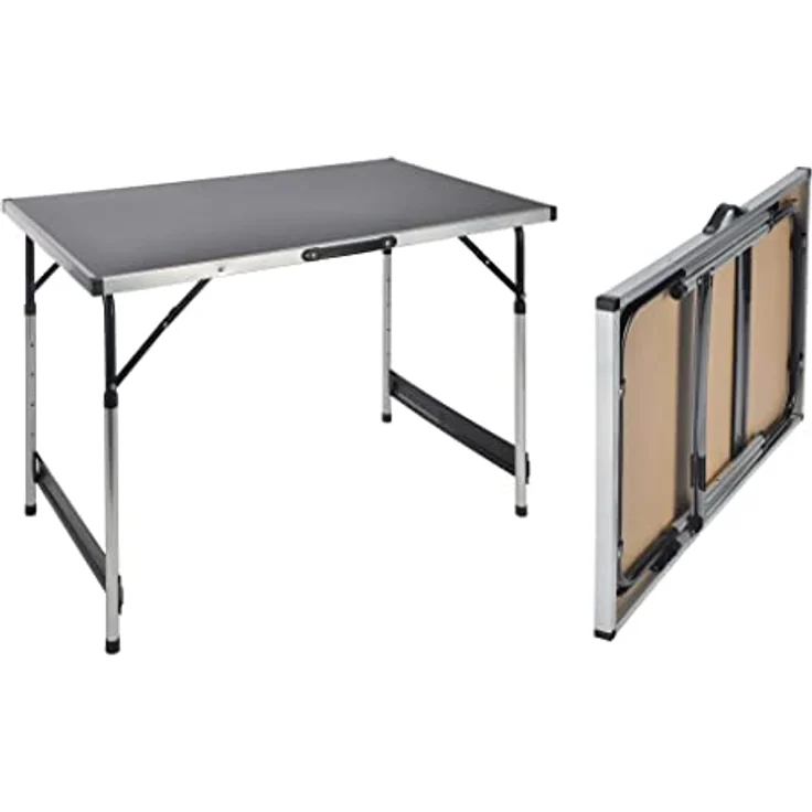 HI Klapptisch 100 x 60 x 94 cm Aluminium, grau 100 x 60 x 3 cm (L x B x H) – Bild 2