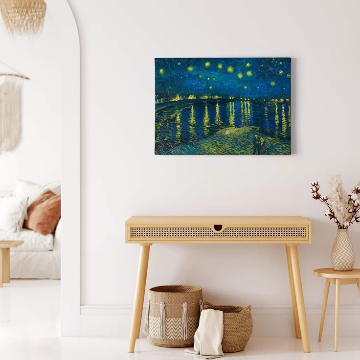 Kunst Leinwandbild Blau Gelb 70x50 DD123063 Wandbild Leinwand Malerei Wohnzimmer – Bild 2