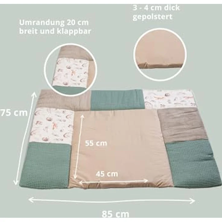 ULLENBOOM Wickelauflage 85x75 cm Waldfreunde (Made in EU) - Wickelunterlage Waschbar und für Unterwegs geeignet, Bezug: 100% OEKO TEX Baumwolle, Wickeltischauflage 75x85 – Bild 3