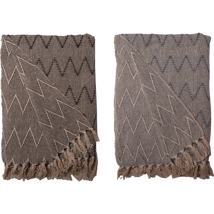 Decke Überwurf Zickzack Design 100% Baumwolle 130x180 cm Skandinavisch Weiß/Anthrazit – Bild 2