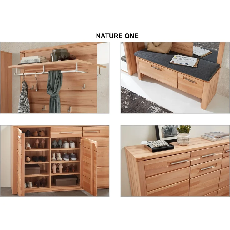 Garderoben-Set >Nature One< 5-teilig, soft-close, FSC Kernbuche teilmassiv - 268x201x40cm (B/H/T) – Bild 9