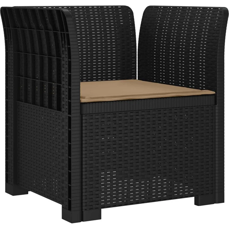 vidaXL 1-Sitzer Sessel mit Kissen Rattan-Look PP Anthrazit 8011854 – Bild 2