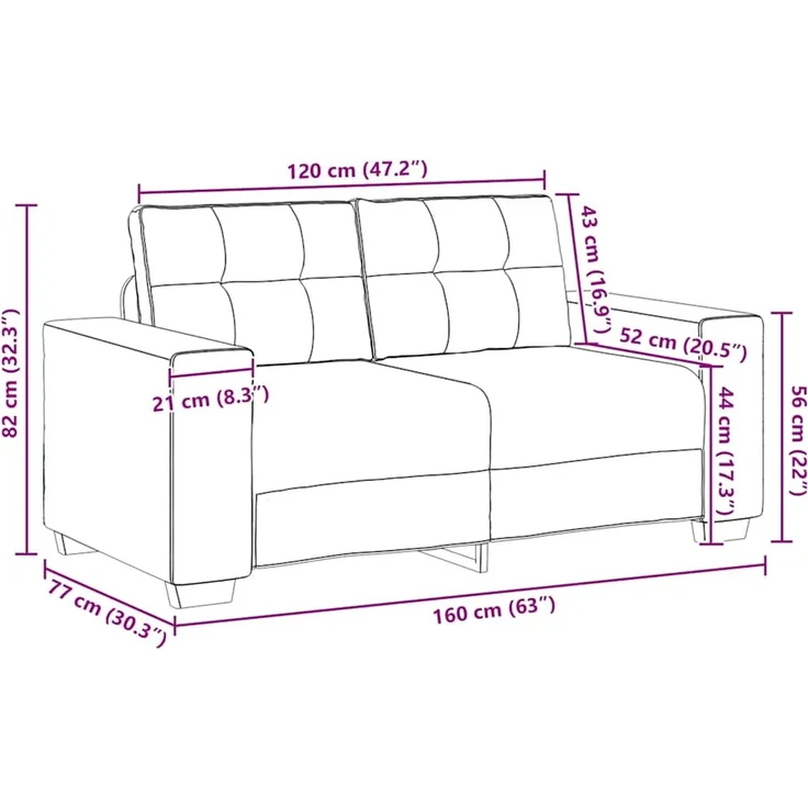 vidaXL Loveseat-Sofa Taupe 160x77x82 cm Stoff 4105074 – Bild 8