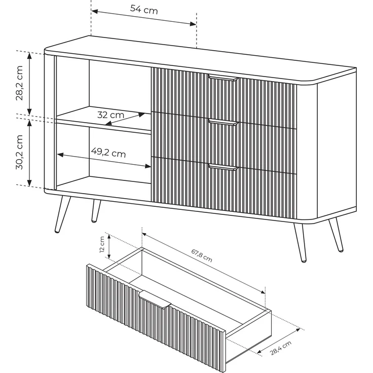 AX LIVING Modern Schubladen Sideboard Vespasia 138 T3S – 138,2cm Beige – Bild 7