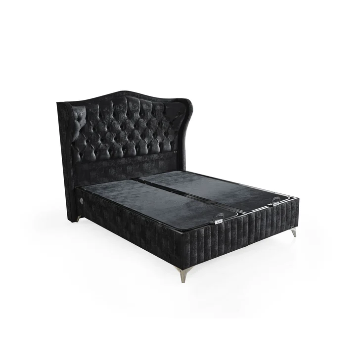 Schlafzimmer-Set "Lavendia" – Bett mit Bettkasten, Nachttisch und Matratze-Anthrazit – Bild 6