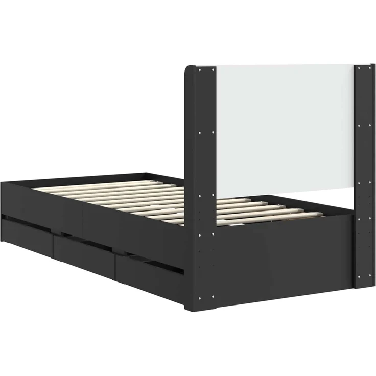 vidaXL Bettgestell mit Stauraum und Kopfteil Schwarz 75 x 190 cm 3413990 – Bild 8