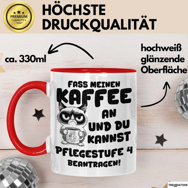 Trendation Tasse Humor Tasse Pflege Büro Krankenschwester Kaffee-Becher Lustig Fass Mei, Keramik – Bild 3