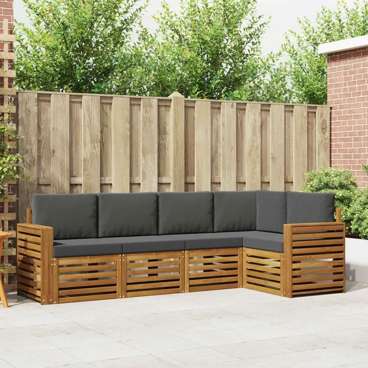 vidaXL Outdoor-Sofagarnitur 5 stk. 5-Sitzer Natur und Anthrazit 3374817 – Bild 1