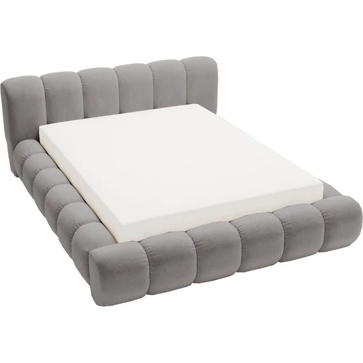 GRAINGOLD Doria Doppelbett 140x200, mit Kopfteil, Lattenrost, Bettkasten, Velour-Stoff, Grau – Bild 2