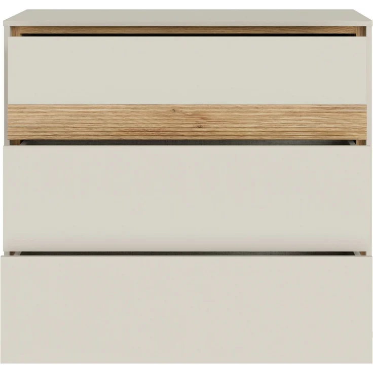 Forte WEXLIN Kommode 95 100, Moderne Kommode mit 3 Schubladen, Kinder- und Jugendzimmer, Holzwerkstoff, Kaschmir | Beige |Mauvella Eiche Holzdekor, 96,3 cm breit x 84,1 cm hoch x 50,2 cm tief – Bild 3