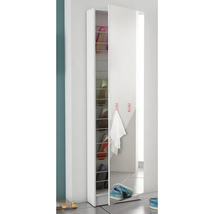 Schuhschrank >Goswin< in Weiß - 50x180,5x20cm (BxHxT)
