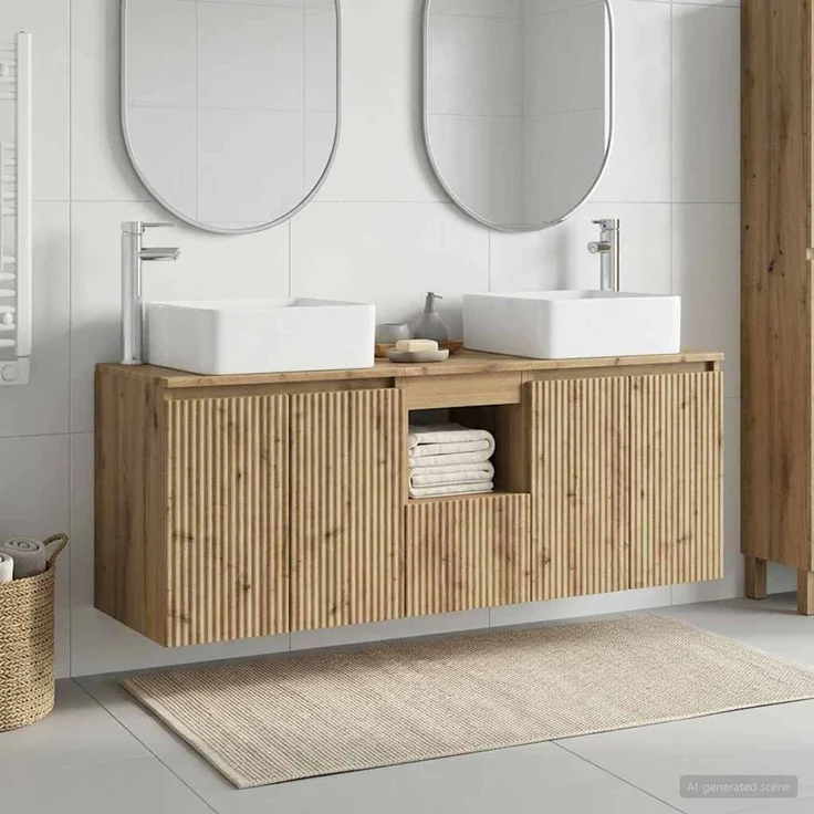 vidaXL Badezimmerschrank-Set 3 stk. Artisan-Eiche 135 x 35 x 80 cm 3405666 – Bild 1