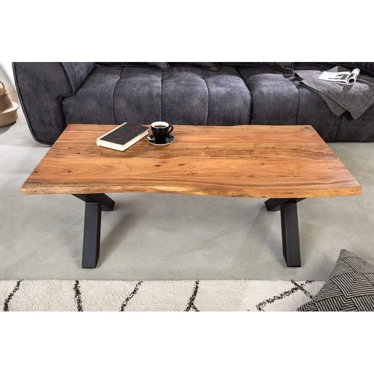 riess-ambiente Couchtisch MAMMUT 120cm natur / schwarz (Einzelartikel, 1-St), Massivholz · Metall · Baumkante · Akazie · Wohnzimmer · Industrial – Bild 3