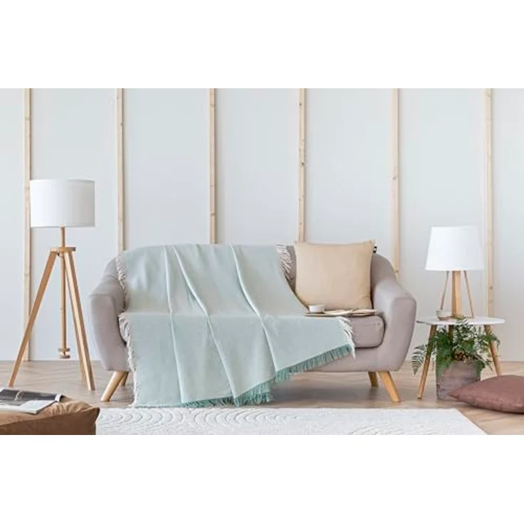 Todocama Mehrzweck-Tagesdecke, Sofaüberwurf, Überwurf für Bett, Sofaüberwurf, Jarapas, einfarbig (180x260 cm, grün). – Bild 7