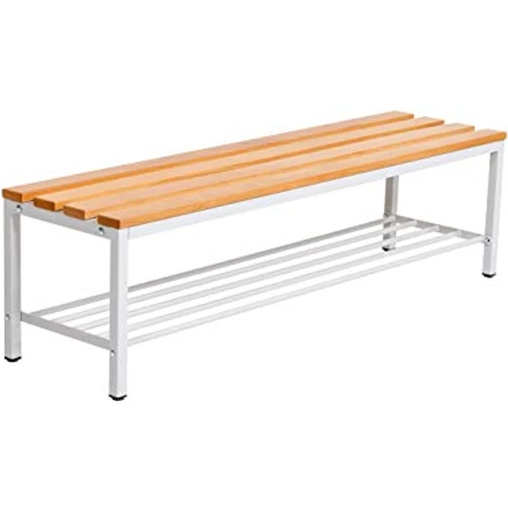 furni24 Bank Umkleidebank, Sitzbank für Umkleideräume mit Schuhrost BxHxT: 100 x 42 x 40 cm, Umkleidesitzbank, Umkleidebank, Garderobenbank, Sportbank, Bank mit Echtholz für Fitnessstudio – Bild 8