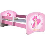 Kinderbett Jugendbett mit einer Schublade und Matratze Rausfallschutz Rosa 70x140 80x160 80x180 ACMA II (07 Rosa Fee, 80x160 cm)