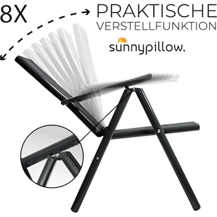 sunnypillow Gartenstuhl Nidriglehner 100x50 cm Klappstuhl für Garten Balkon Terrassen – Bild 4