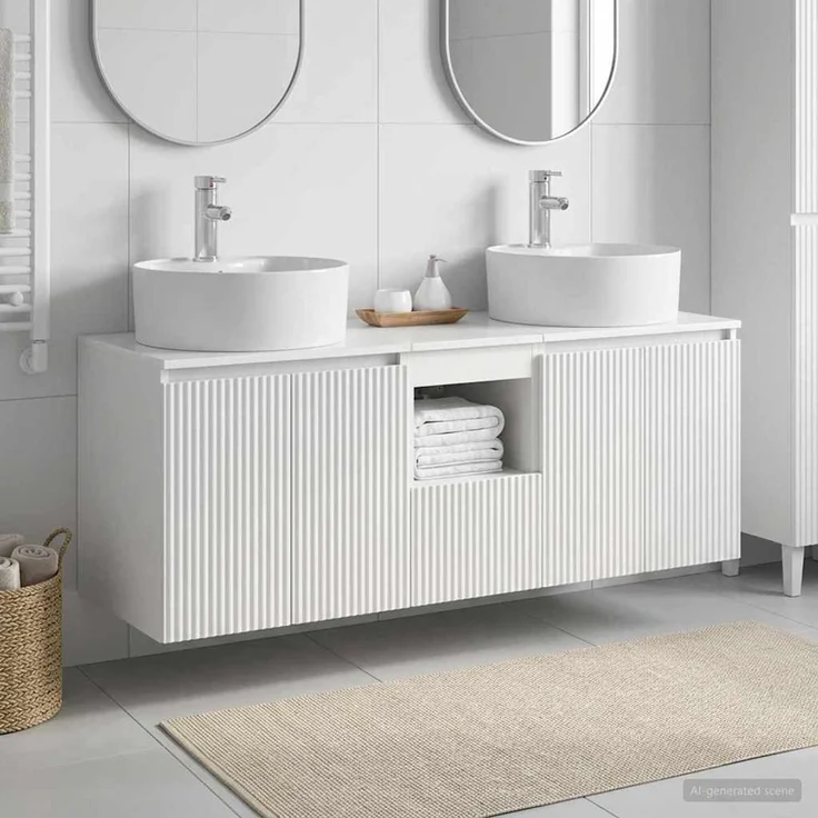 vidaXL Wandmontiertes Badezimmerschrank-Set 3 stk. Hochglanz Weiß 3405681 – Bild 1