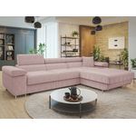 Ecksofa Torezio Mini Cord mit Bettkasten, Schlaffunktion und Einstellbare Kopfstützen (Farbe: Poso 52, Seite: Rechts)