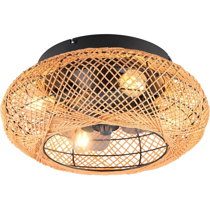 Boho Deckenleuchte LILLESAND mit Ventilator und Fernbedienung, Ø 50cm