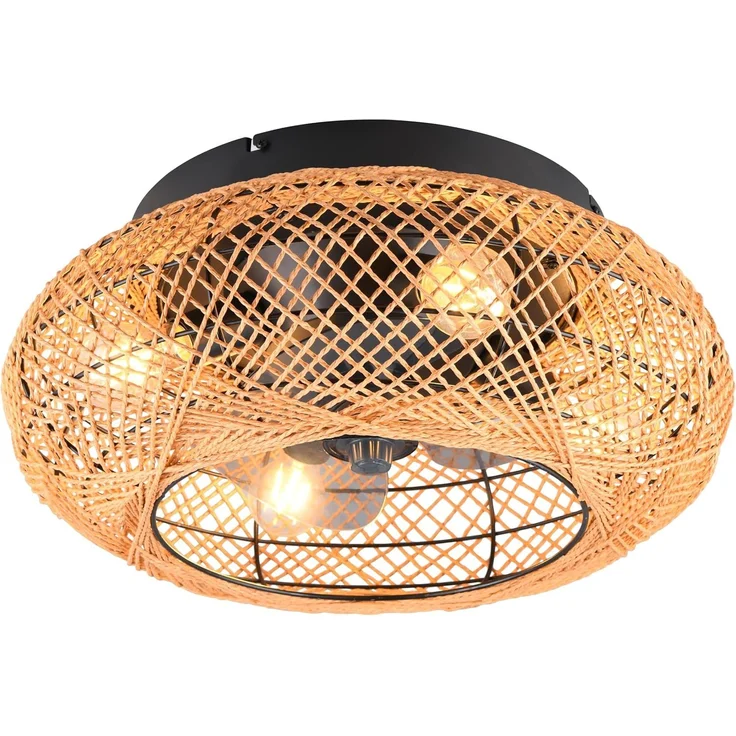 Boho Deckenleuchte LILLESAND mit Ventilator und Fernbedienung, Ø 50cm – Bild 1