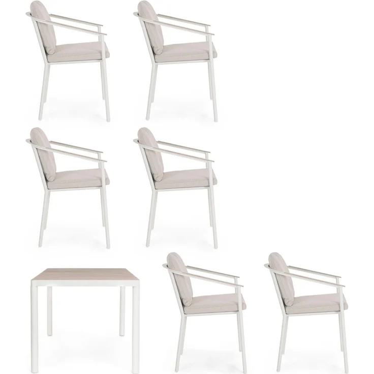 7er Garten-Set Seluia - Aluminium Off-White & Olefin Naturbeige, inkl. Kissen – Bild 5