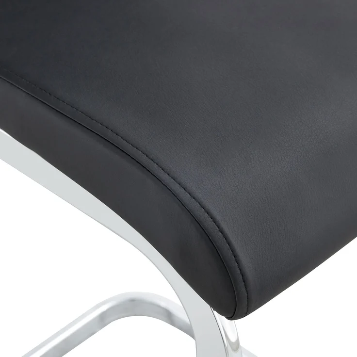 Zwei hohe schwarze Barhocker im nordischen Stil, geeignet für Restaurants, Küchen, Terrassen und Gäste Bürostühle (Set von 2) (‌Schwarz+PU)Geeignet für mehrere Gelegenheiten.--Schwarz+Silber--96.5x46.5x38.9cm--YOUDENOVA – Bild 4