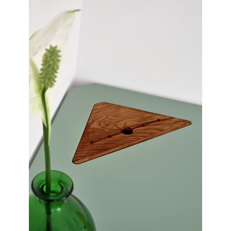 Ragaba Eckschreibtisch mit Schublade, MDF & Massives Eschenholz Eiche gebeizt, 114x61 cm, Salbei Grün – Bild 7