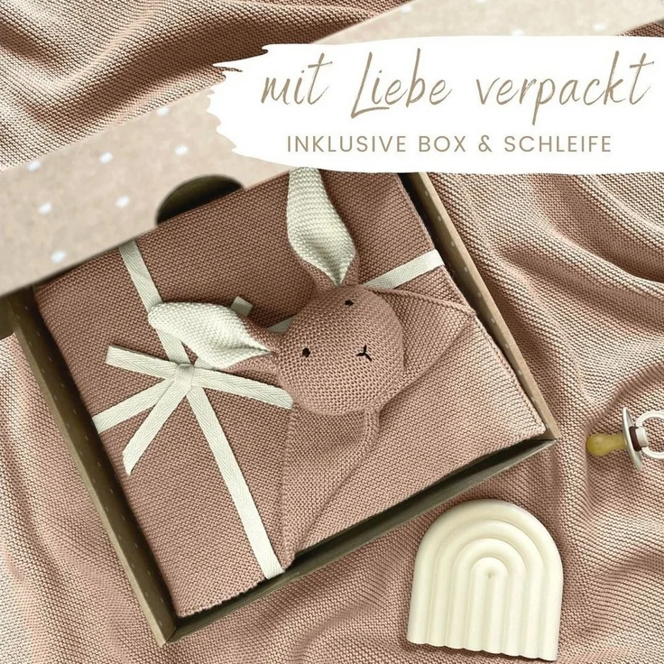 Babydecke DIKOS® Babydecke SCHMUSE-HASE Baby Geschenk Mädchen Junge Geschenkset, DIKOS, Geschenk zur Geburt, PREMIUM Qualität, 100 % BIO Baumwolle, nachhaltig – Bild 2
