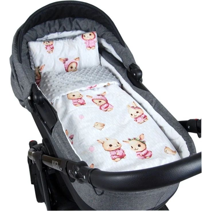 Kinderdecke BABYLUX Babydecke MINKY 2Set Kuscheldecke Decke 75 x 60cm Kinderwagen, BabyLux, MP151 - Grau + Häschen – Bild 1