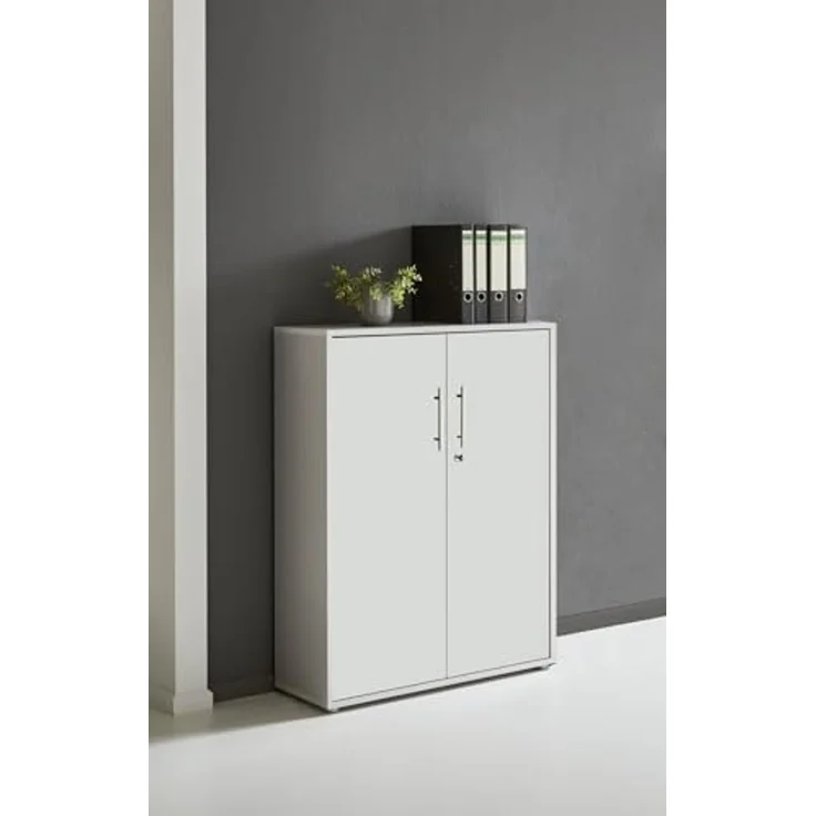 BMG Möbel Büromöbel-Set Office Edition Set 2, (Büro Set, 5 tlg, Fronten Matt oder Hochglanz lackiert), Aktenschrank und Rollcontainer abschließbar, Winkelschreibtisch – Bild 3