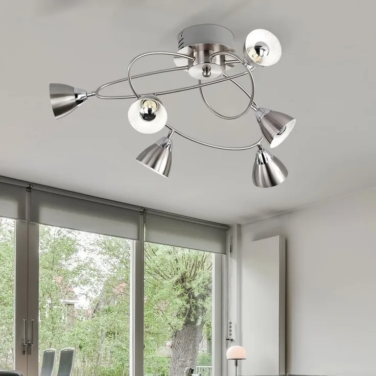 LED Deckenleuchte, Metall, silber, geschwungen, H 28 cm