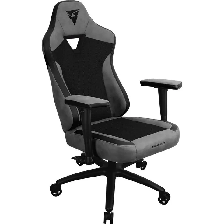 ThunderX3 EAZE Mesh, Ergonomischer Gaming-Stuhl mit 2D-Armlehnen und anpassbarer Lordosenstütze, Schwarz